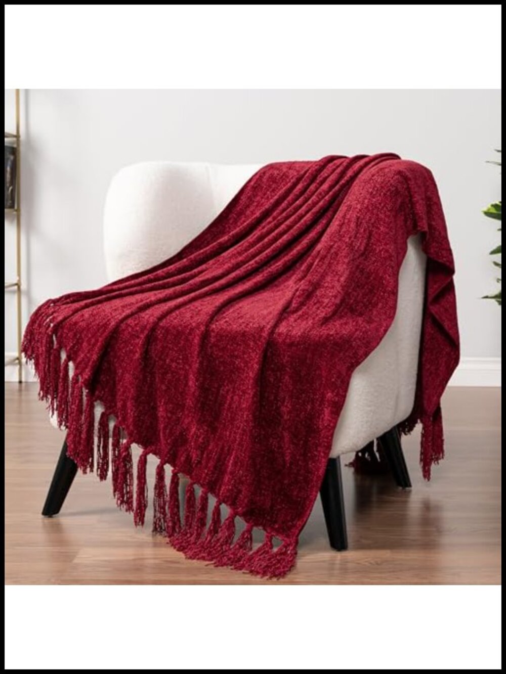 Chenille Knit Throw Blanket Tassel Fringe Woven Sofa Couch